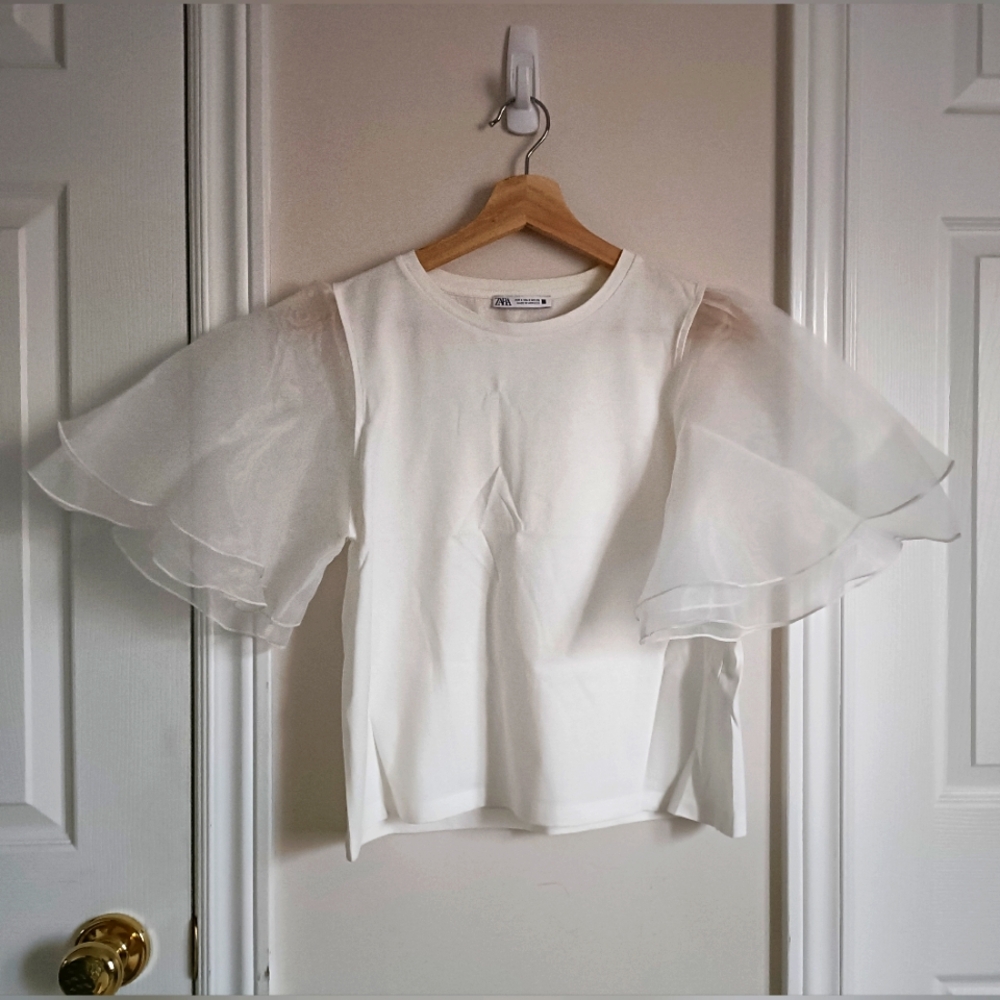 ZARA Organza Sleeve Top